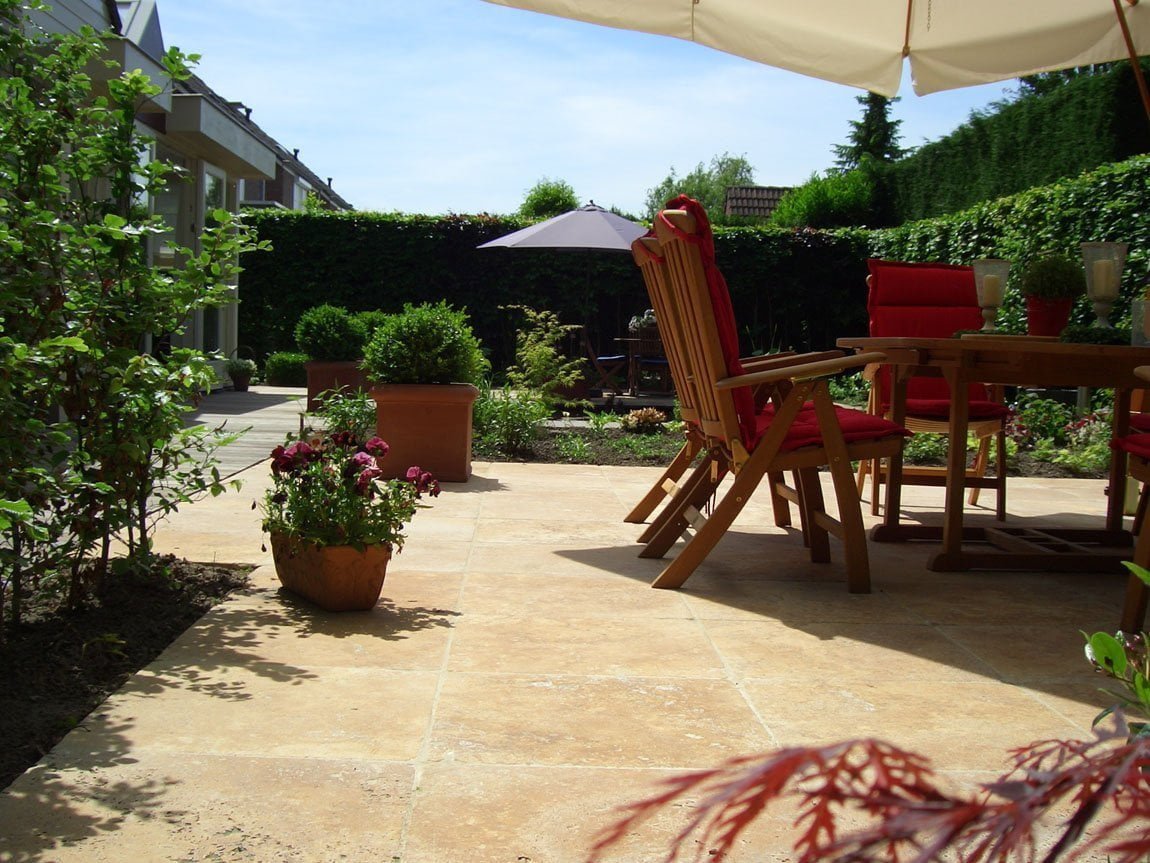 Cream Tumbled Travertine 2 Cream Travertine Tumbled Patio Terrace