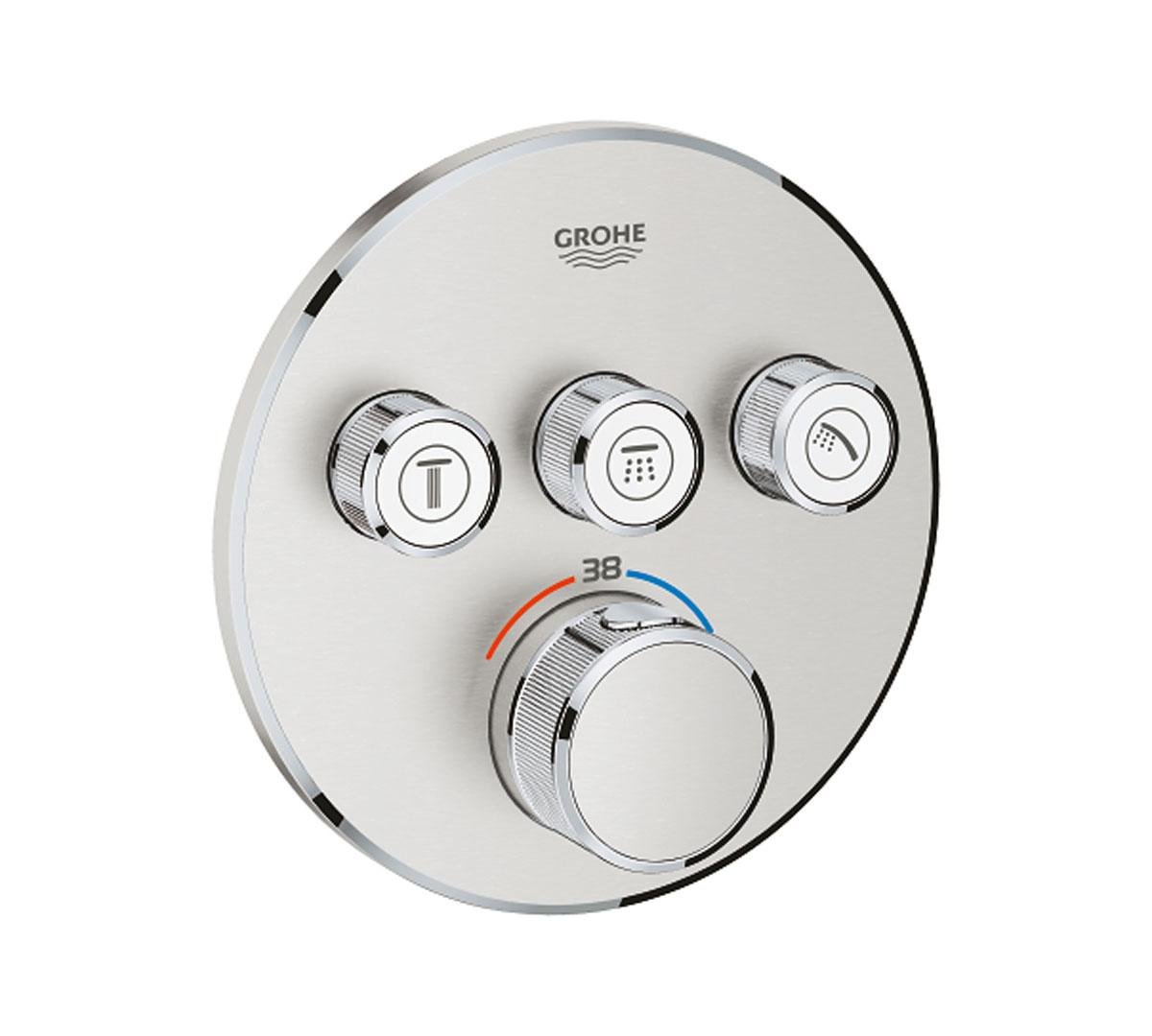 Grohe Grohtherm Smart Control Thermostat Concealed Round 3 Valves Supersteel 1 grohe