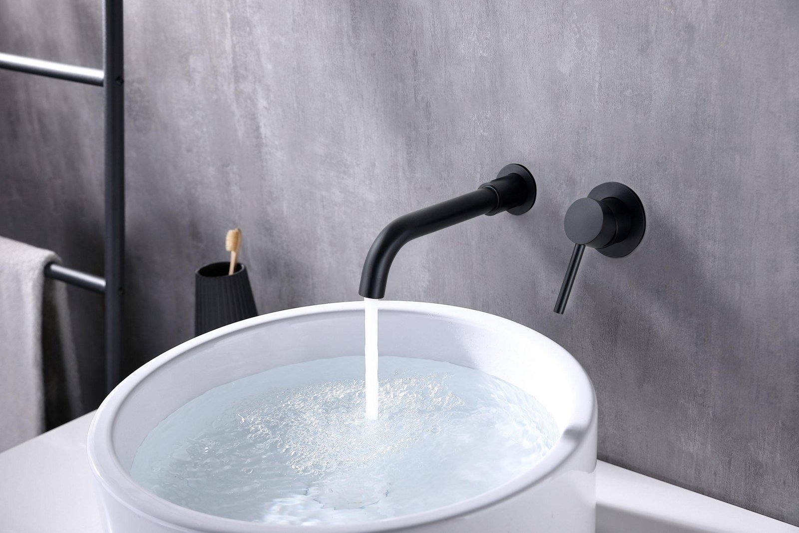 XL Vision Neo Matt Black Wall Mounted Single Basin Mixer 1 wall mounted