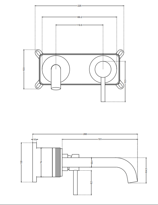 XL Vision Neo Matt Black Wall Mounted Single Basin Mixer 2 Wall Mounted Single Basin Mixer