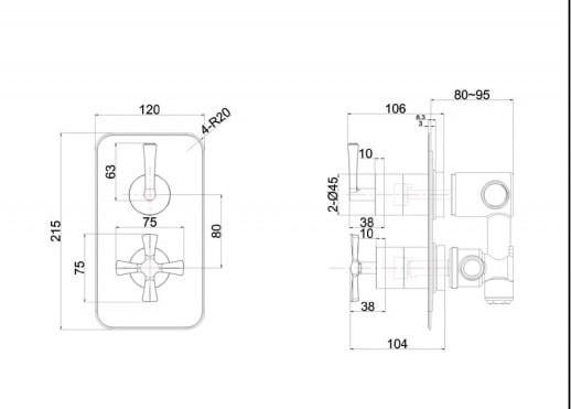 Burlington Riviera Shower Valve Face Plate & Handles 2 Burlington Riviera Shower Valve Face Plate & Handles - Image 2