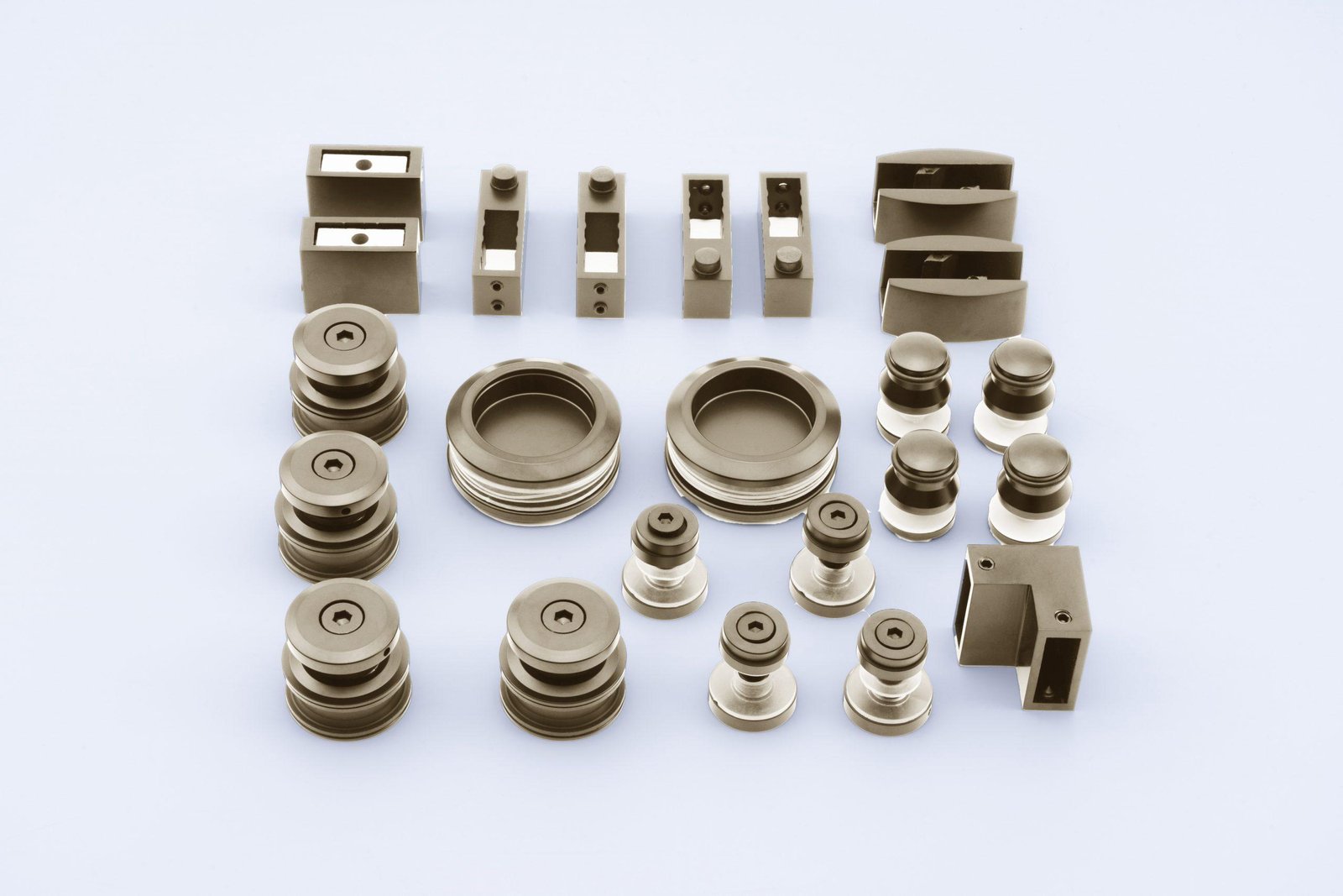 XL Vision Brushed Rose Gold PVD Corner Shower Door Application Set 1 XL Vision Brushed Rose Gold PVD Corner Shower Door Application Set