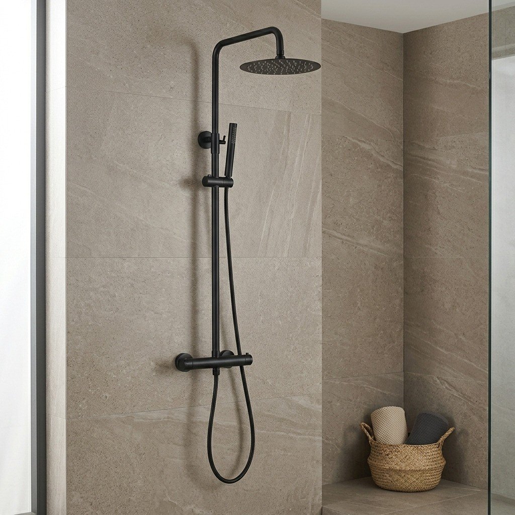 XL Vision Neo Matt Black Thermostatic Shower Set