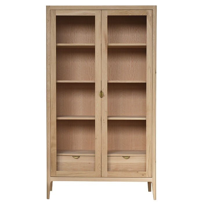 An extraordinary display cabinet made of solid oak