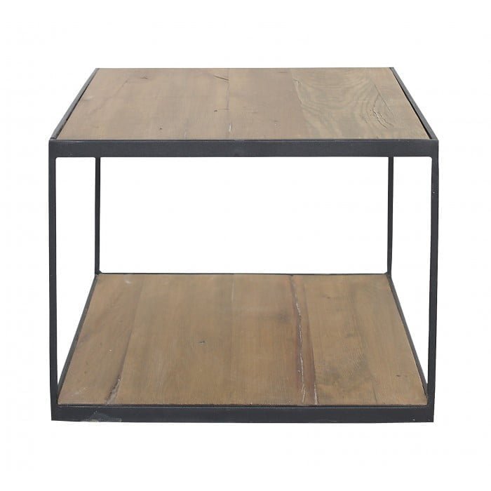 Side table metal frame oak top square small side table