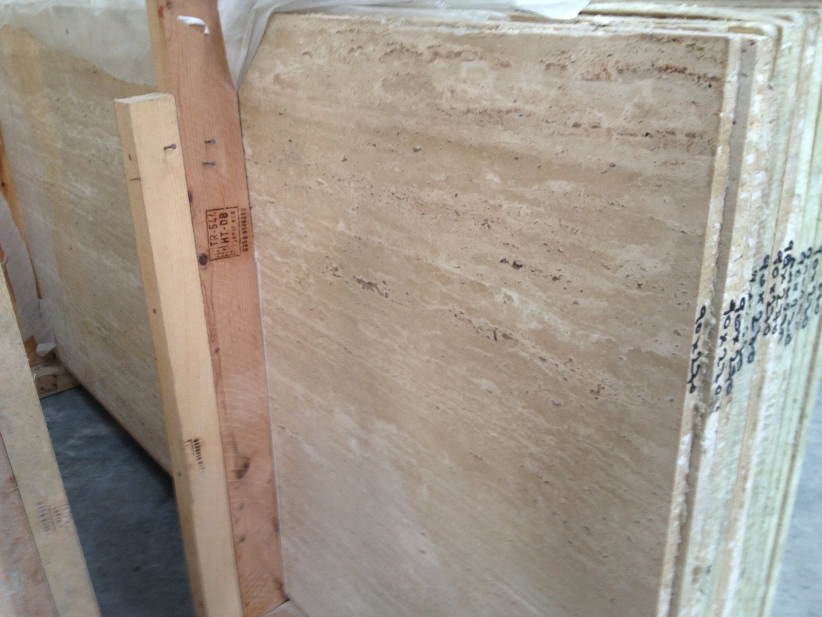Cream Honed Travertine Slab (Vein Cut & Transparent Filling) 3 Cream Honed Travertine Slab (Vein Cut & Transparent Filling) - Image 3