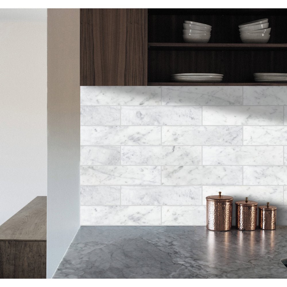 Carrara Honed Marble Brick Tile 3 Carrara Honed Marble Brick Tile - Image 3