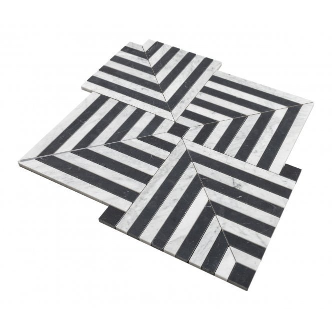 Carrara C & Nero Marquina Mosaic Tile 2 Carrara C & Nero Marquina Mosaic Tile - Image 2