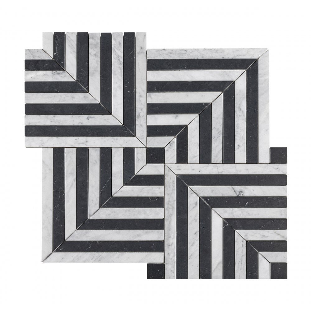 Carrara C & Nero Marquina Mosaic Tile 1 mosaic tile