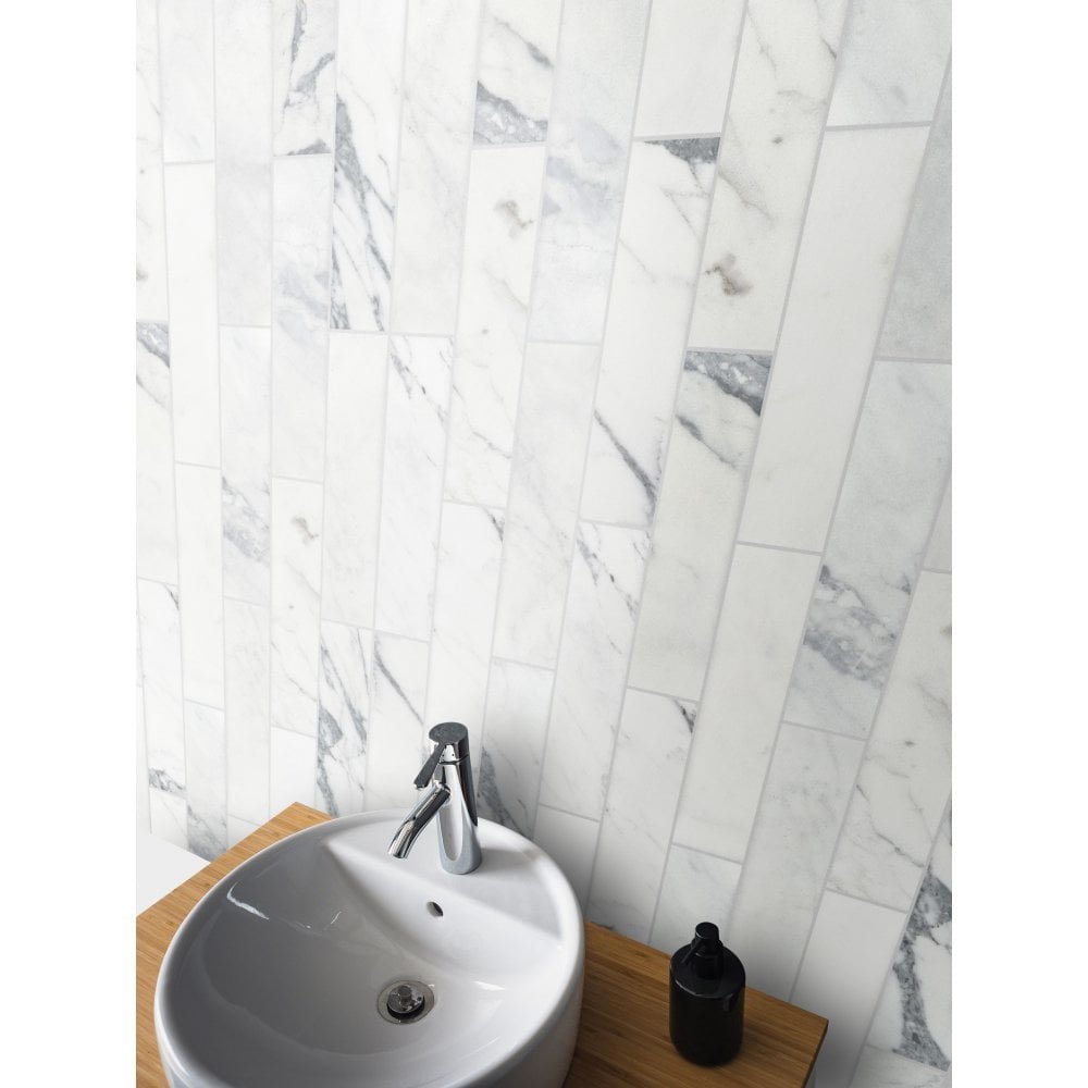 Statuario Honed Marble Brick Tile 2 Statuario Honed Marble Brick Tile - Image 2