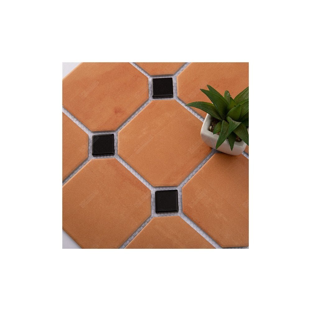 Terracotta Octagon Black insert Mosaic